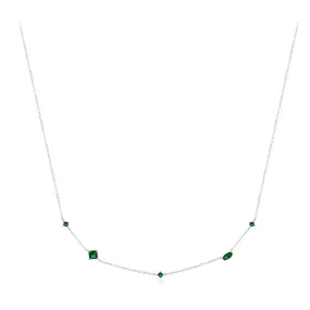 Vintage Emerald Green Zircon Sterling Silver Necklace