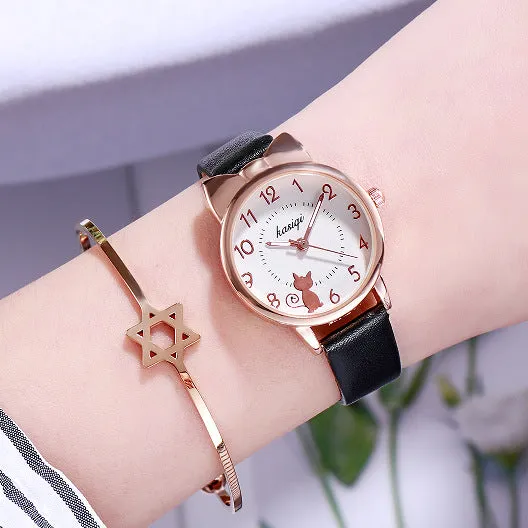 Watch Cute Girl Women's All-Matching Fresh Belt Student Watch Quartz Watch