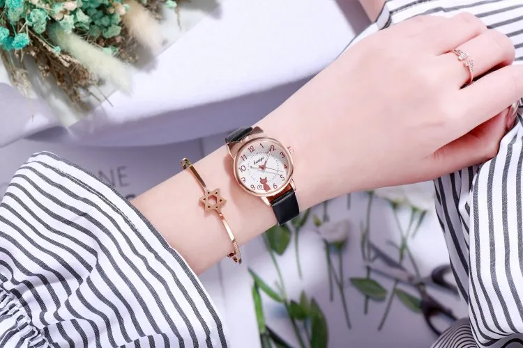 Watch Cute Girl Women's All-Matching Fresh Belt Student Watch Quartz Watch