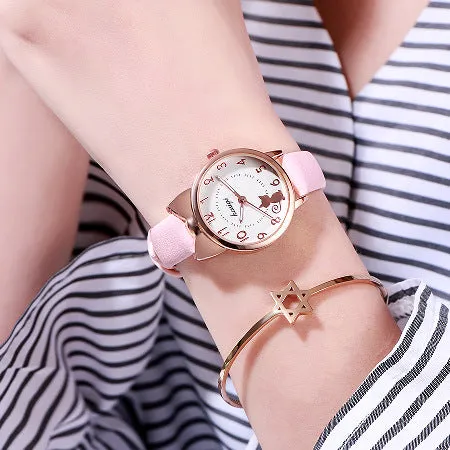 Watch Cute Girl Women's All-Matching Fresh Belt Student Watch Quartz Watch