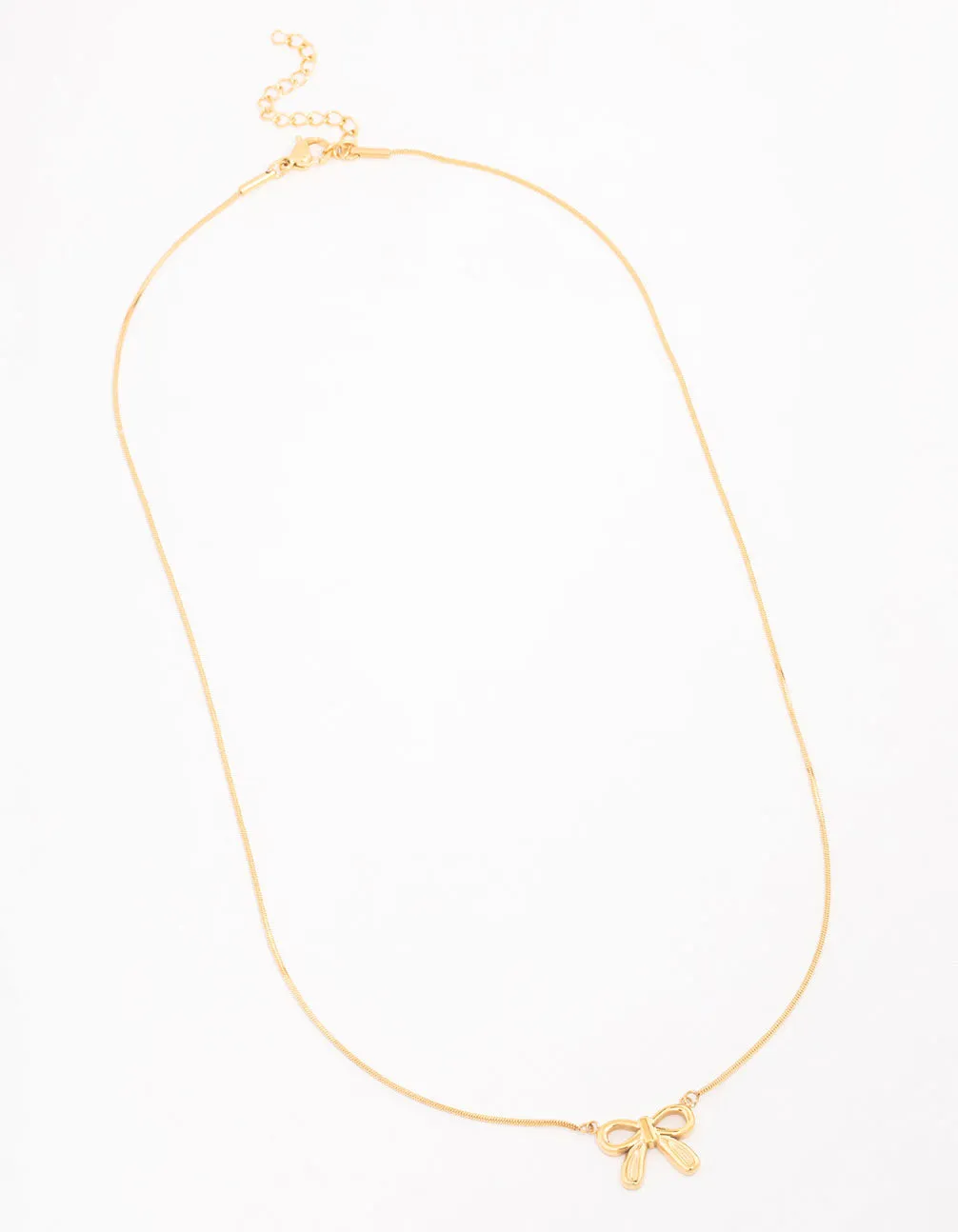 Waterproof Gold Plated Stainless Steel Pendant Bow Necklace