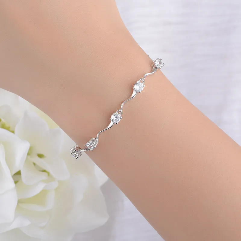 Wave diamond zircon bracelet