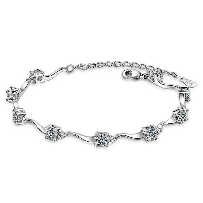 Wave diamond zircon bracelet
