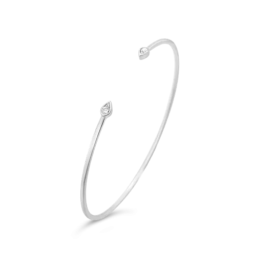 White Gold & Diamond Teardrop Bangle Bracelet