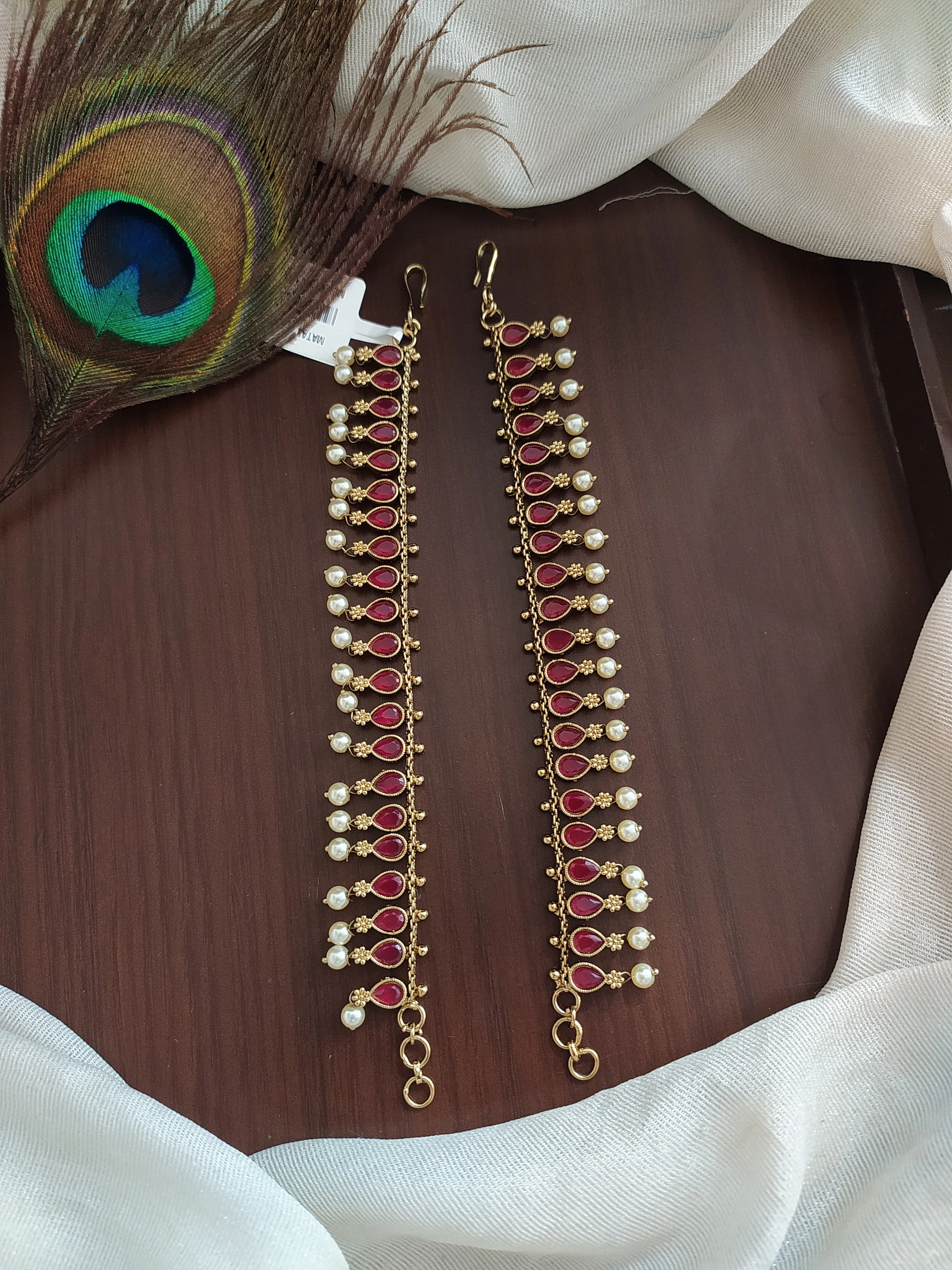 Zircon Matil with Pearl Drops – Mehandhi Finish