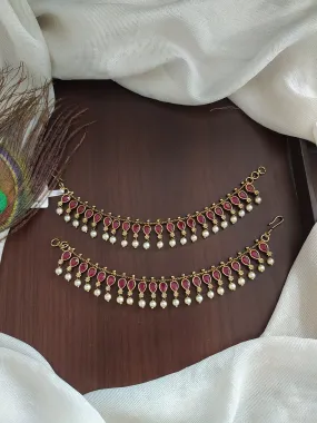 Zircon Matil with Pearl Drops – Mehandhi Finish