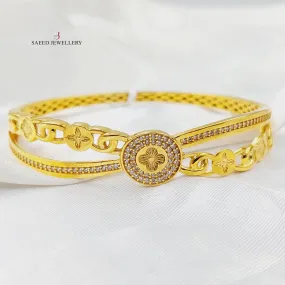 Zircon Studded Rose Bangle Bracelet