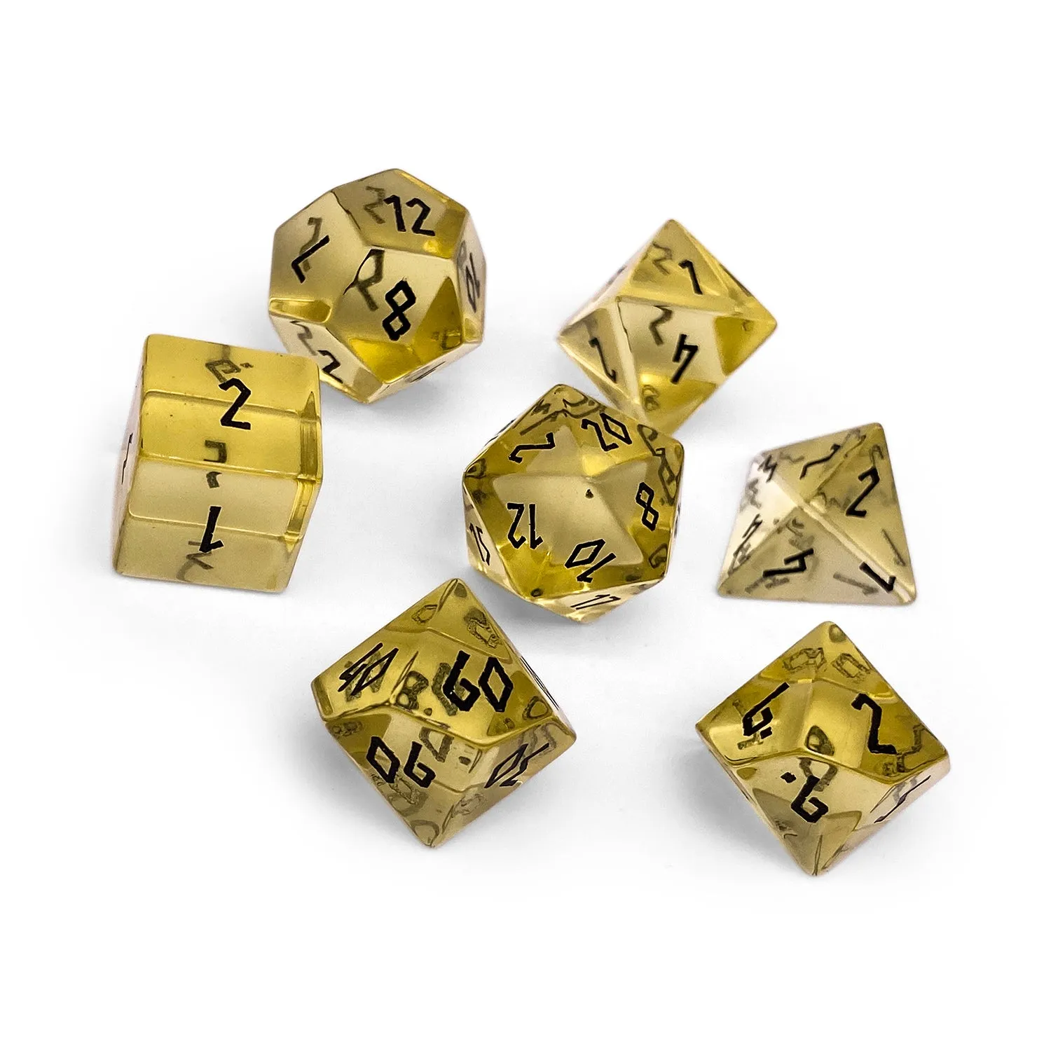 Zircon Yellow Topaz - 7 Piece RPG Set Zircon Glass Dice